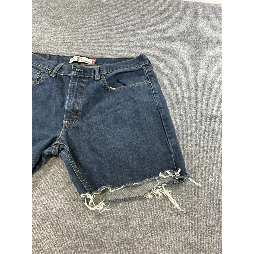 Levi's 559 Denim Shorts 34x34 Relaxed Straight Cut Off Distressed Mens Blue Jean